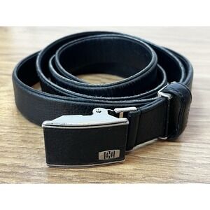 Daks Of London Black Leather Belt Mens Silver Automatic Click Buckle 52" Long